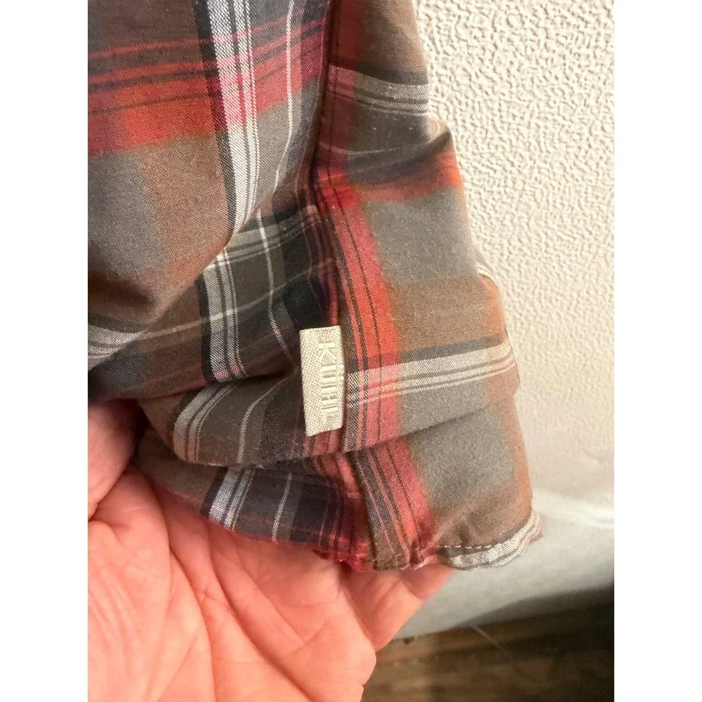 Kuhl Plaid Button Down Shirt Mens Medium Brown Red Excellent Tapered Fit - Picture 6 of 11